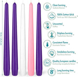 BRUBAKER 5 pcs Advent Candles Purple, Pink and White - 10 Inch Taper Candles for Christmas, Church and Celebrations - Unscented and Dripless - Made in Europe