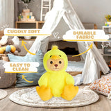 BRUBIES Teddy Duck - 10 Inch Teddy Bear in Duck Costume with Hood - Cuddly Toy for Cosy Adventures - Stuffed Animal for Children