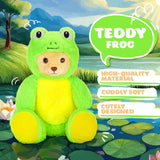 BRUBIES Teddy Frog - 10 Inch Teddy Bear in Frog Costume with Hood - Cuddly Toy for Cosy Adventures - Stuffed Animal for Children