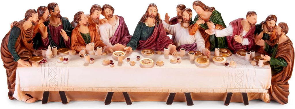 BRUBAKER Nativity Scene Set on Decorative Board - The Last Supper - Jesus and His 12 Disciples - 15 Inch Tabletop Christmas Decor Figurine - Holiday Decoration - Designed in Germany