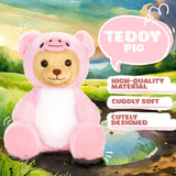 BRUBIES Teddy Pig - 10 Inch Teddy Bear in Pig Costume with Hood - Cuddly Toy for Cosy Adventures - Stuffed Animal for Children
