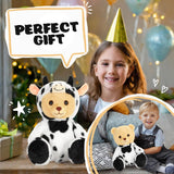 BRUBIES Teddy Cow - 10 Inch Teddy Bear in Cow Costume with Hood - Cuddly Toy for Cosy Adventures - Stuffed Animal for Children
