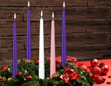 BRUBAKER 5 pcs Advent Candles Purple, Pink and White - 10 Inch Taper Candles for Christmas, Church and Celebrations - Unscented and Dripless - Made in Europe