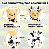 BRUBIES Teddy Cow - 10 Inch Teddy Bear in Cow Costume with Hood - Cuddly Toy for Cosy Adventures - Stuffed Animal for Children