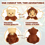 BRUBIES Teddy Monkey - 10 Inch Teddy Bear in Monkey Costume with Hood - Cuddly Toy for Cosy Adventures - Stuffed Animal for Children