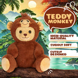 BRUBIES Teddy Monkey - 10 Inch Teddy Bear in Monkey Costume with Hood - Cuddly Toy for Cosy Adventures - Stuffed Animal for Children