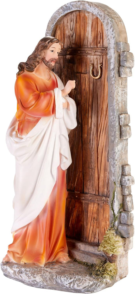 BRUBAKER Nativity Scene Set - Jesus Knocks at The Door - 12 Inch Detailed Tabletop Christmas Decor Figurine - Holiday Decoration - Designed in Germany