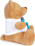 BRUBAKER Teddy Bear - Get Well Soon - 14 Inch Cuddly Toy Gift with Mask and Stethoscope - Doctor Plush Animal with White Shirt - Brown