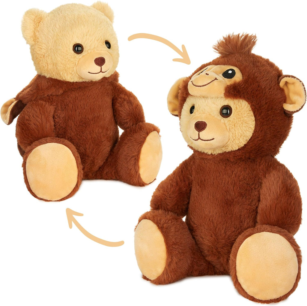 BRUBIES Teddy Monkey - 10 Inch Teddy Bear in Monkey Costume with Hood - Cuddly Toy for Cosy Adventures - Stuffed Animal for Children