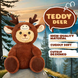 BRUBIES Teddy Deer - 10 Inch Teddy Bear in Deer Costume with Hood - Cuddly Toy for Cosy Adventures - Stuffed Animal for Children