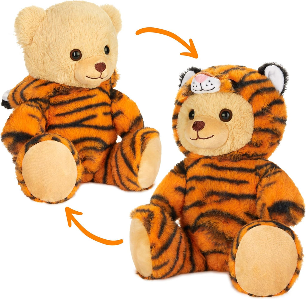 BRUBIES Teddy Tiger - 10 Inch Teddy Bear in Tiger Costume with Hood - Cuddly Toy for Cosy Adventures - Stuffed Animal for Children