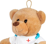 BRUBAKER Teddy Bear - Get Well Soon - 14 Inch Cuddly Toy Gift with Mask and Stethoscope - Doctor Plush Animal with White Shirt - Brown