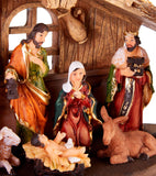 BRUBAKER Christmas Real Life Nativity Scene Set - Holiday Decoration - Stable with 11 Resin Figurines (not re-arrangeable) - Designed in Germany