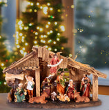 BRUBAKER Christmas Nativity Set - Stable with 11 Resin Figurines