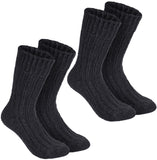 BRUBAKER 2 Pairs Unisex Alpaca Wool Socks - Thick Winter Socks for Men or Women - 100% Alpaca - Premium Thermal Warm Boot Socks