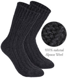 BRUBAKER 2 Pairs Unisex Alpaca Wool Socks - Thick Winter Socks for Men or Women - 100% Alpaca - Premium Thermal Warm Boot Socks