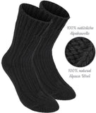 BRUBAKER 2 Pairs Unisex Alpaca Wool Socks - Thick Winter Socks for Men or Women - 100% Alpaca - Premium Thermal Warm Boot Socks
