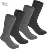 BRUBAKER 4 Pairs Alpaca Wool Socks - Fine Knit Socks for Women and Men - Unisex Socks Thin Knit