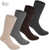 BRUBAKER 4 Pairs Alpaca Wool Socks - Fine Knit Socks for Women and Men - Unisex Socks Thin Knit