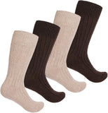 BRUBAKER 4 Pairs Alpaca Wool Socks - Fine Knit Socks for Women and Men - Unisex Socks Thin Knit