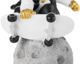 BRUBAKER Figurine Astronaut - Skateboarder on The Moon - 9.5 Inch Spaceman - Space Decor Figure with Skateboard, Chromed Helmet and Golden Chain - Hand Painted - Gold, White and Black
