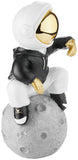 BRUBAKER Figurine Astronaut Sits on The Moon in a Cool Pose - 9.5 Inch Spaceman Space Decor Figure with Chromed Helmet and Black Hoodie - Hand Painted - Gold, Black and White