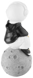BRUBAKER Figurine Astronaut Sits on The Moon in a Cool Pose - 9.5 Inch Spaceman Space Decor Figure with Chromed Helmet and Black Hoodie - Hand Painted - Gold, Black and White