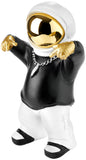 BRUBAKER Figurine Astronaut with Black Hoodie in Cool Pose - 8.3 Inch Spaceman Space Decor Figure with Chrome Plated Helmet and Silver Chain - Hand Painted - Gold, Black and White