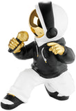 BRUBAKER Figurine Astronaut Singer with Golden Microphone and Black Hoodie - 6.7 Inch Spaceman Space Decor Figure with Chrome Plated Helmet - Hand Painted - Gold, Black and White