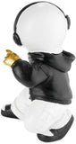 BRUBAKER Figurine Astronaut Singer with Golden Microphone and Black Hoodie - 6.7 Inch Spaceman Space Decor Figure with Chrome Plated Helmet - Hand Painted - Gold, Black and White