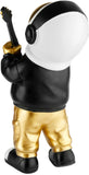 BRUBAKER Figurine Astronaut Guitarist with Electric Guitar - 9.5 Inch Spaceman Space Decor Figure with Black Hoodie and Chromed Helmet - Hand Painted - Gold, Black and White