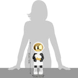 BRUBAKER Figurine Astronaut with White Bunny - 13 Inch Spaceman Space Decor Figure with Black Jacket and Chrome Plated Helmet - Hand Painted Astronaut - Gold, Black and White