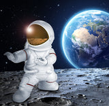 BRUBAKER Figurine Astronaut Fighting in Karate Pose - 6.7 Inch Spaceman Space Decor Figure with Chrome Plated Helmet - Hand Painted Modern Statue