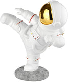 BRUBAKER Figurine Astronaut in Karate Pose - High Kick - 7.5 Inch Spaceman Space Decor Figure with Chrome Plated Helmet - Hand Painted Modern Statue