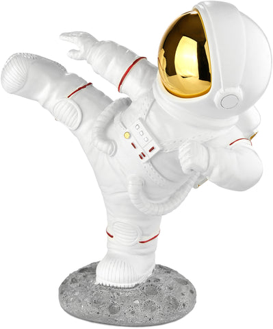 BRUBAKER Figurine Astronaut in Karate Pose - High Kick - 7.5 Inch Spaceman Space Decor Figure with Chrome Plated Helmet - Hand Painted Modern Statue