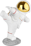 BRUBAKER Figurine Astronaut in Karate Pose - High Kick - 7.5 Inch Spaceman Space Decor Figure with Chrome Plated Helmet - Hand Painted Modern Statue