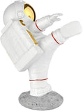 BRUBAKER Figurine Astronaut in Karate Pose - High Kick - 7.5 Inch Spaceman Space Decor Figure with Chrome Plated Helmet - Hand Painted Modern Statue