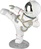 BRUBAKER Figurine Astronaut in Karate Pose - High Kick - 7.5 Inch Spaceman Space Decor Figure with Chrome Plated Helmet - Hand Painted Modern Statue