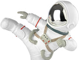 BRUBAKER Figurine Astronaut in Karate Pose - High Kick - 7.5 Inch Spaceman Space Decor Figure with Chrome Plated Helmet - Hand Painted Modern Statue