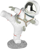 BRUBAKER Figurine Astronaut in Karate Pose - High Kick - 7.5 Inch Spaceman Space Decor Figure with Chrome Plated Helmet - Hand Painted Modern Statue