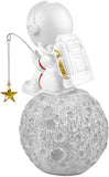 BRUBAKER Figurine Astronaut Sitting on The Moon Fishing for Stars - 6.7 Inch Spaceman Space Decor Figure with Fishing Rod and Chrome Plated Helmet - Hand Painted