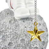 BRUBAKER Figurine Astronaut Sitting on The Moon Fishing for Stars - 6.7 Inch Spaceman Space Decor Figure with Fishing Rod and Chrome Plated Helmet - Hand Painted