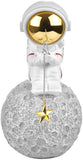 BRUBAKER Figurine Astronaut Sitting on The Moon Fishing for Stars - 6.7 Inch Spaceman Space Decor Figure with Fishing Rod and Chrome Plated Helmet - Hand Painted