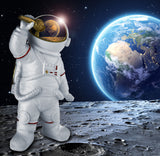 BRUBAKER Figurine Astronaut Singer - 7.9 Inch Spaceman Space Decor Figure with Microphone and Chrome Plated Helmet - Hand Painted Modern Statue for Musicians