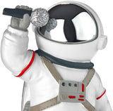 BRUBAKER Figurine Astronaut Singer - 7.9 Inch Spaceman Space Decor Figure with Microphone and Chrome Plated Helmet - Hand Painted Modern Statue for Musicians