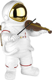 BRUBAKER Figurine Astronaut Violinist - 7.9 Inch Spaceman Space Decor Figure with Violin and Chrome Plated Helmet - Hand Painted Modern Statue for Musicians