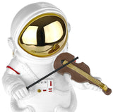 BRUBAKER Figurine Astronaut Violinist - 7.9 Inch Spaceman Space Decor Figure with Violin and Chrome Plated Helmet - Hand Painted Modern Statue for Musicians