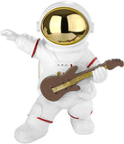 BRUBAKER Astronaut Guitarist Figurine - 6.7 Inch Spaceman Space Decor Figure with Guitar and Chrome Plated Helmet - Hand Painted Modern Statue for Musicians