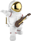 BRUBAKER Astronaut Guitarist Figurine - 6.7 Inch Spaceman Space Decor Figure with Guitar and Chrome Plated Helmet - Hand Painted Modern Statue for Musicians