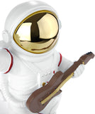BRUBAKER Astronaut Guitarist Figurine - 6.7 Inch Spaceman Space Decor Figure with Guitar and Chrome Plated Helmet - Hand Painted Modern Statue for Musicians
